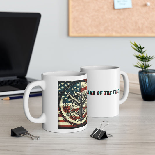 "Land of the Free" Ceramic Mug: Celebrate Life's Finest Moments with Every Sip, (11oz, 15oz)