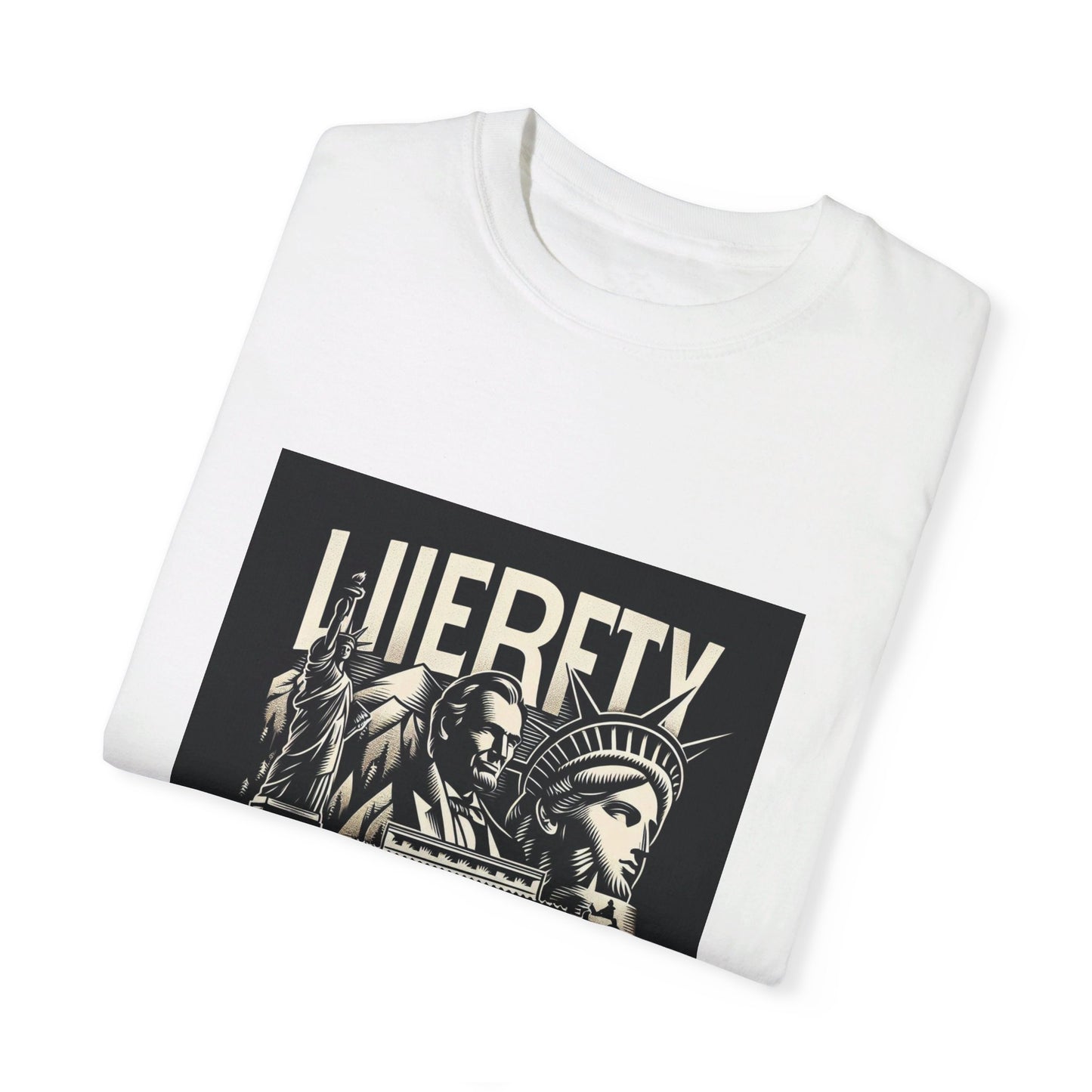 Patriotic T-Shirt | "Liberty and Justice for All" | Iconic American Monuments Design | Unisex Comfort Colors Tee