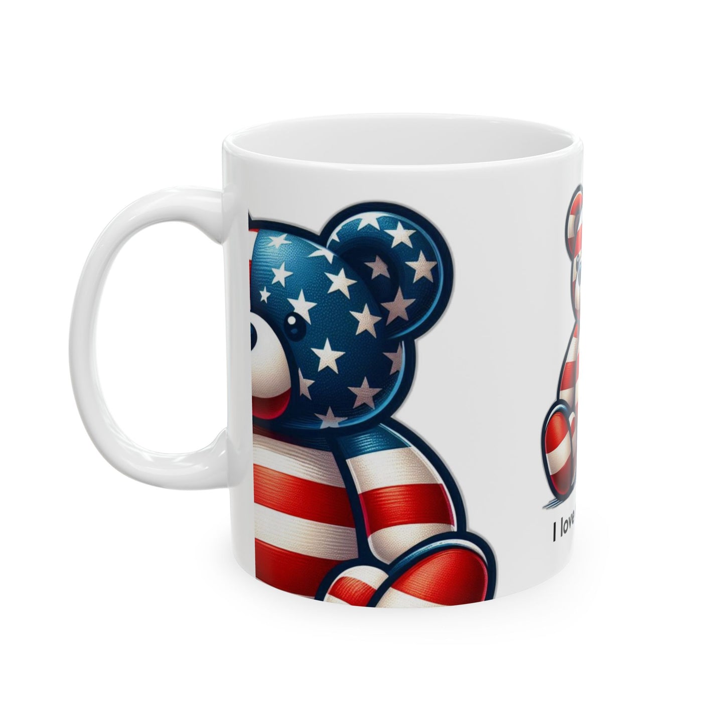 Patriotic Bear Mug – Show Your Love for America with Every Sip! 🇺🇸🐻, Ceramic Mug, (11oz, 15oz)