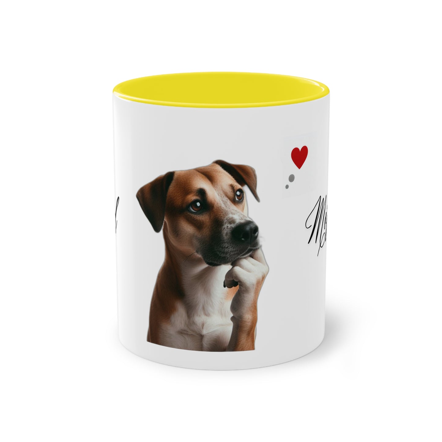 "Adorable Dog Design Ceramic Mug: ‘Good Morning’ - 11oz, Colorful & Glossy", Two-Tone Coffee Mug