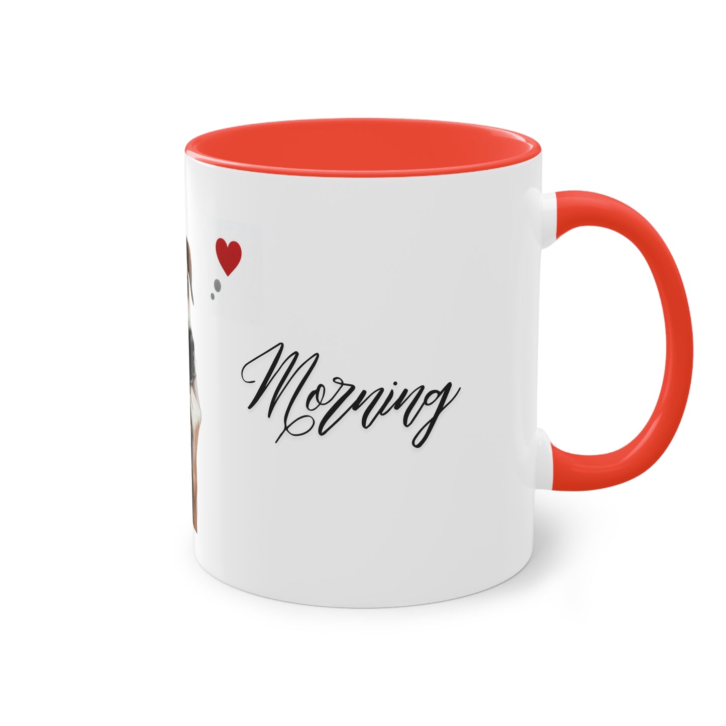 "Adorable Dog Design Ceramic Mug: ‘Good Morning’ - 11oz, Colorful & Glossy", Two-Tone Coffee Mug