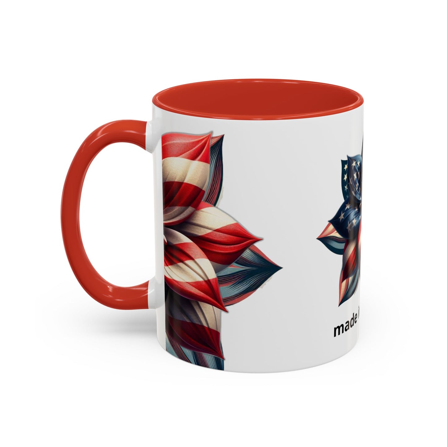 Patriotic Flower Mug – Embrace American Pride with 'Made in America' Charm! 🌸🇺🇸, Accent Coffee Mug (11, 15oz)