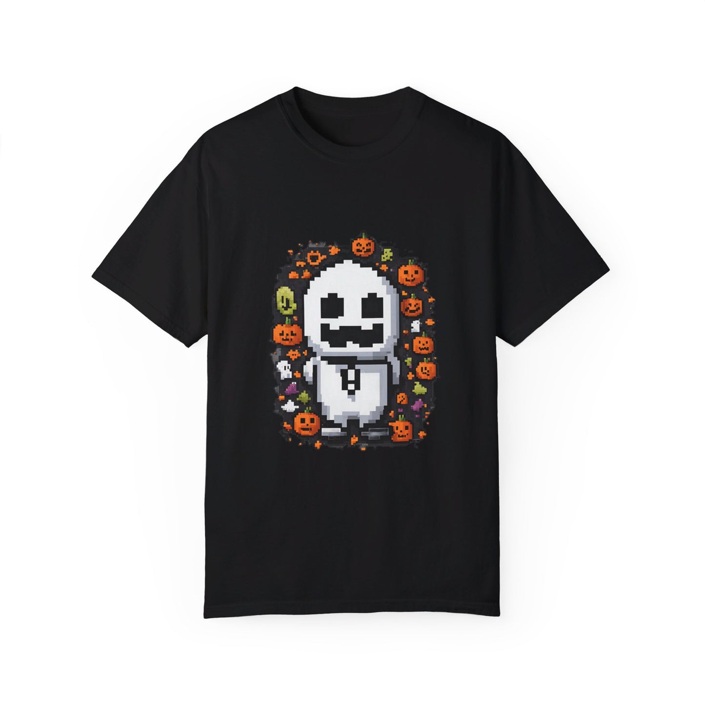 "Ghost and Pumpkins Halloween T-Shirt - Spooky Fun Design, Unisex Fit, Perfect Halloween Gift