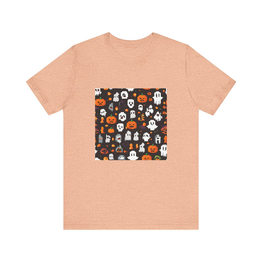 "Mini Ghosts and Pumpkins Halloween T-Shirt – Cute & Spooky Unisex Tee – Perfect Halloween Gift"