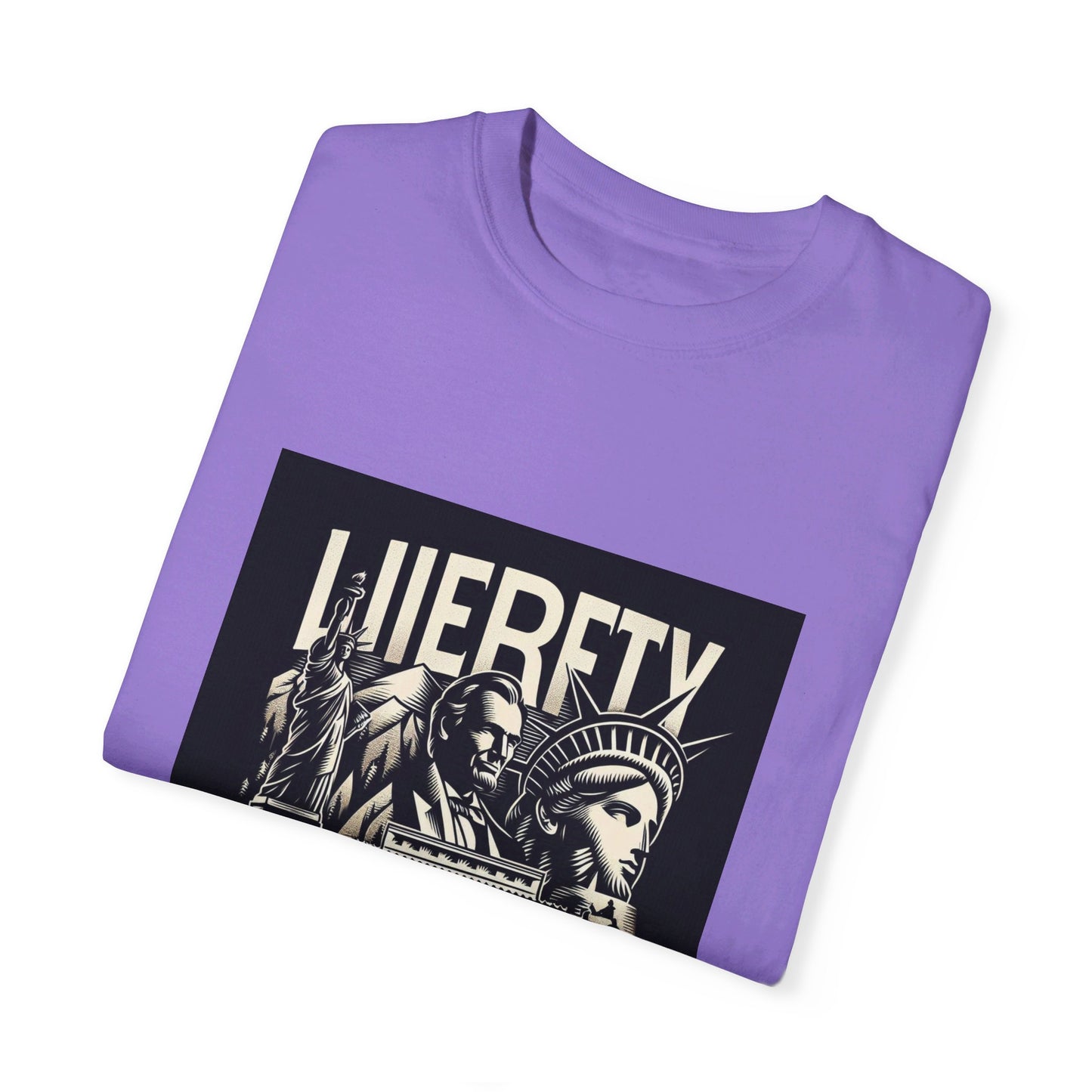 Patriotic T-Shirt | "Liberty and Justice for All" | Iconic American Monuments Design | Unisex Comfort Colors Tee