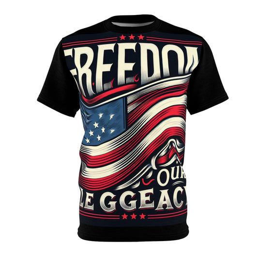 Limited Edition Patriotic T-Shirt: 'Freedom Is Our Legacy' – Bold Design, Superior Comfort! Unisex Cut & Sew Tee (AOP)