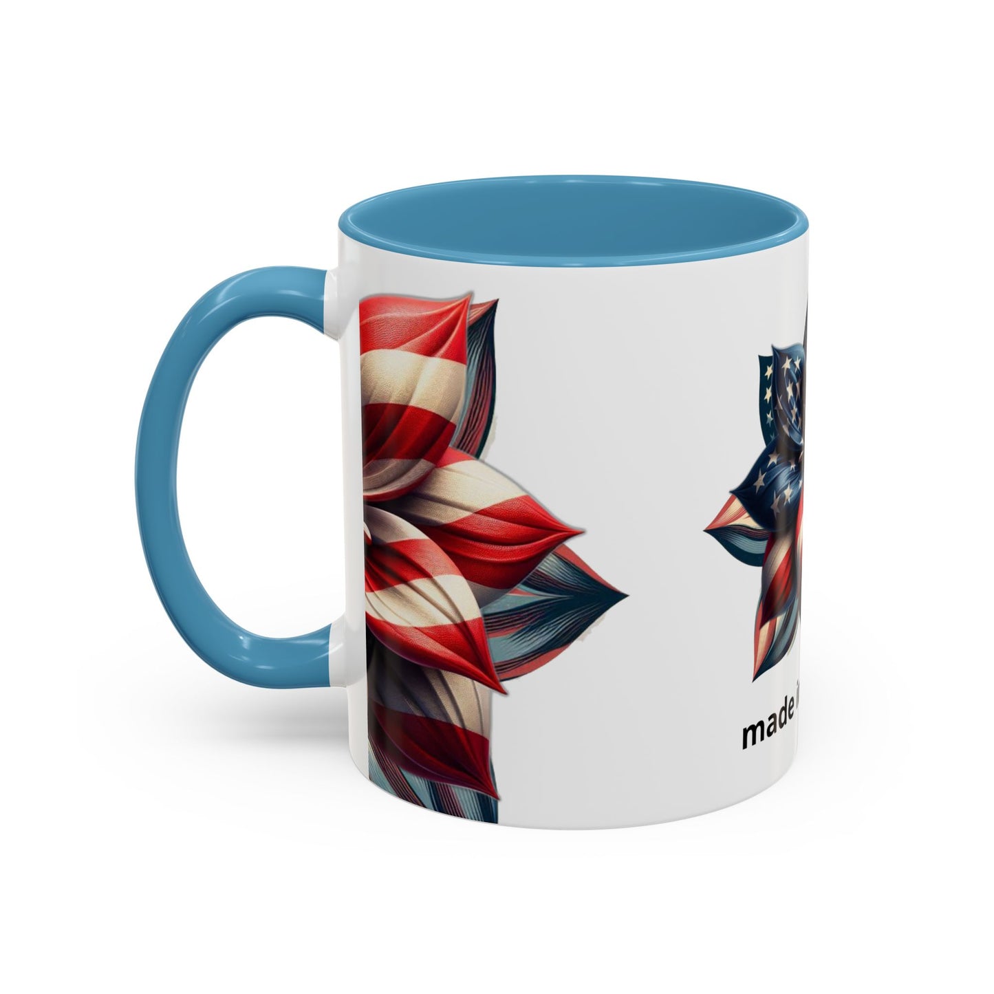 Patriotic Flower Mug – Embrace American Pride with 'Made in America' Charm! 🌸🇺🇸, Accent Coffee Mug (11, 15oz)