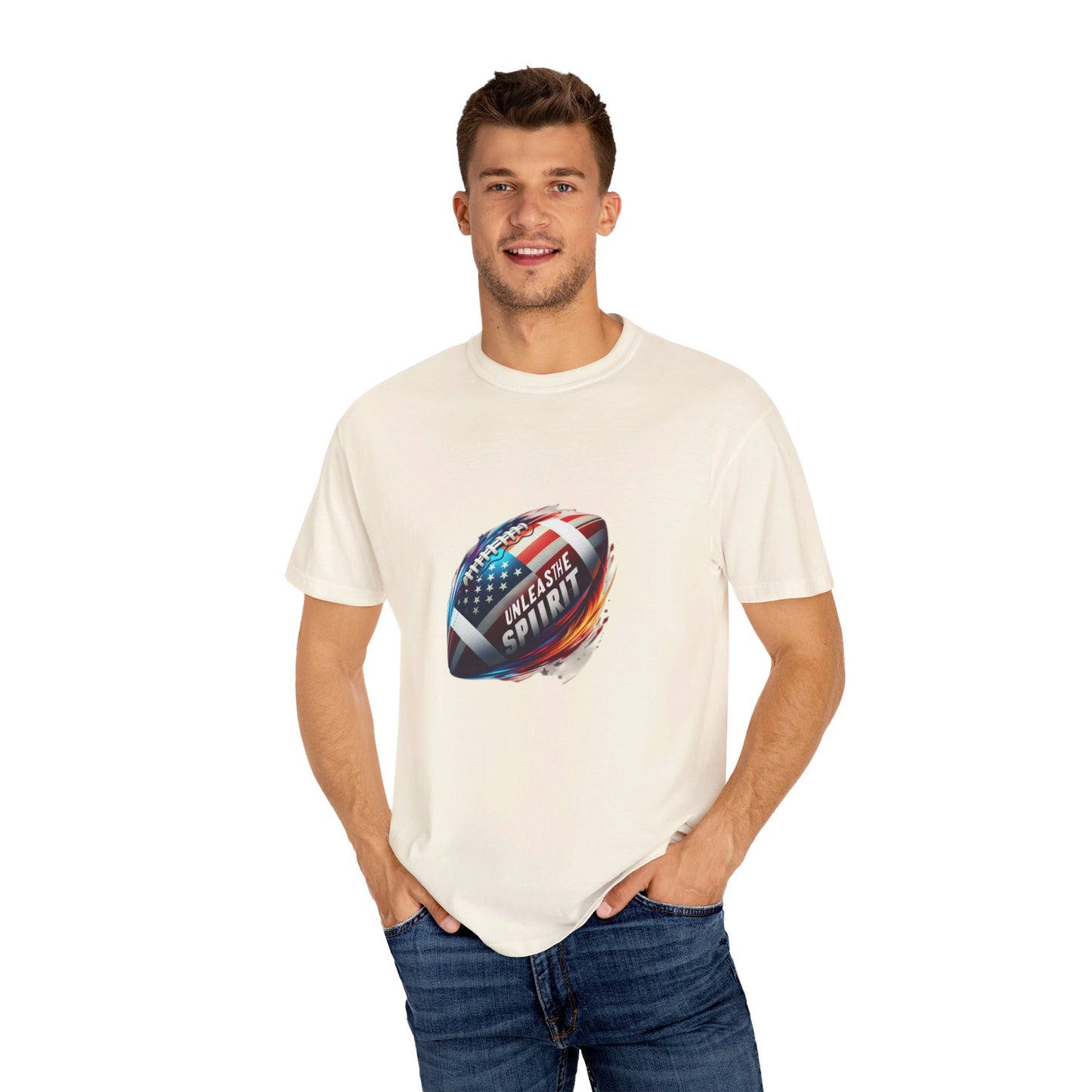 Unleash the Spirit" American Football T-Shirt | Patriotic U.S. Flag Design | High-Energy Sports Tee | Comfortable & Durable Cotton Shirt