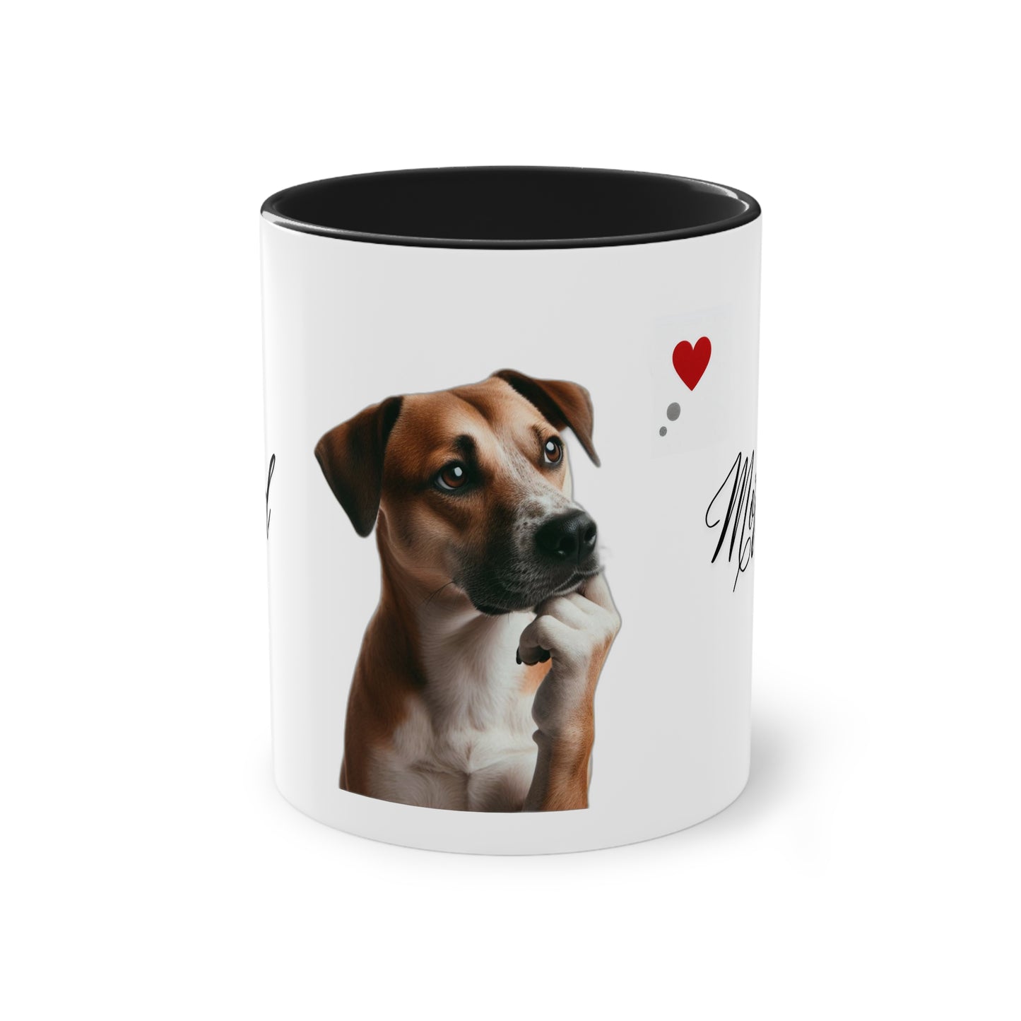 "Adorable Dog Design Ceramic Mug: ‘Good Morning’ - 11oz, Colorful & Glossy", Two-Tone Coffee Mug