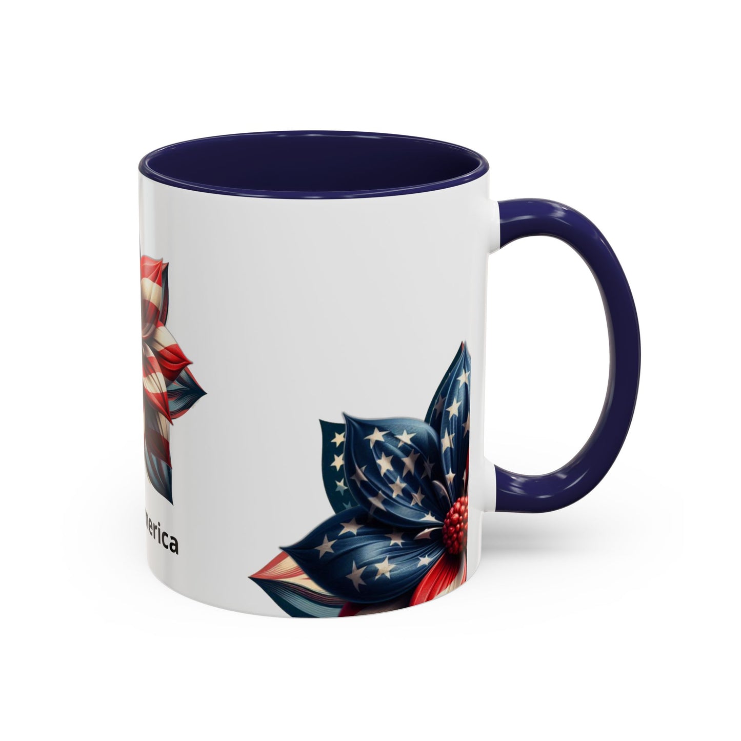 Patriotic Flower Mug – Embrace American Pride with 'Made in America' Charm! 🌸🇺🇸, Accent Coffee Mug (11, 15oz)