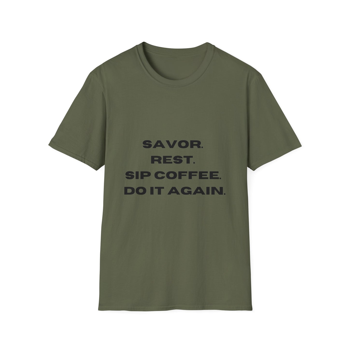 Sip, Rest, Repeat: The Ultimate Coffee Lover's Tee, Unisex Softstyle T-Shirt