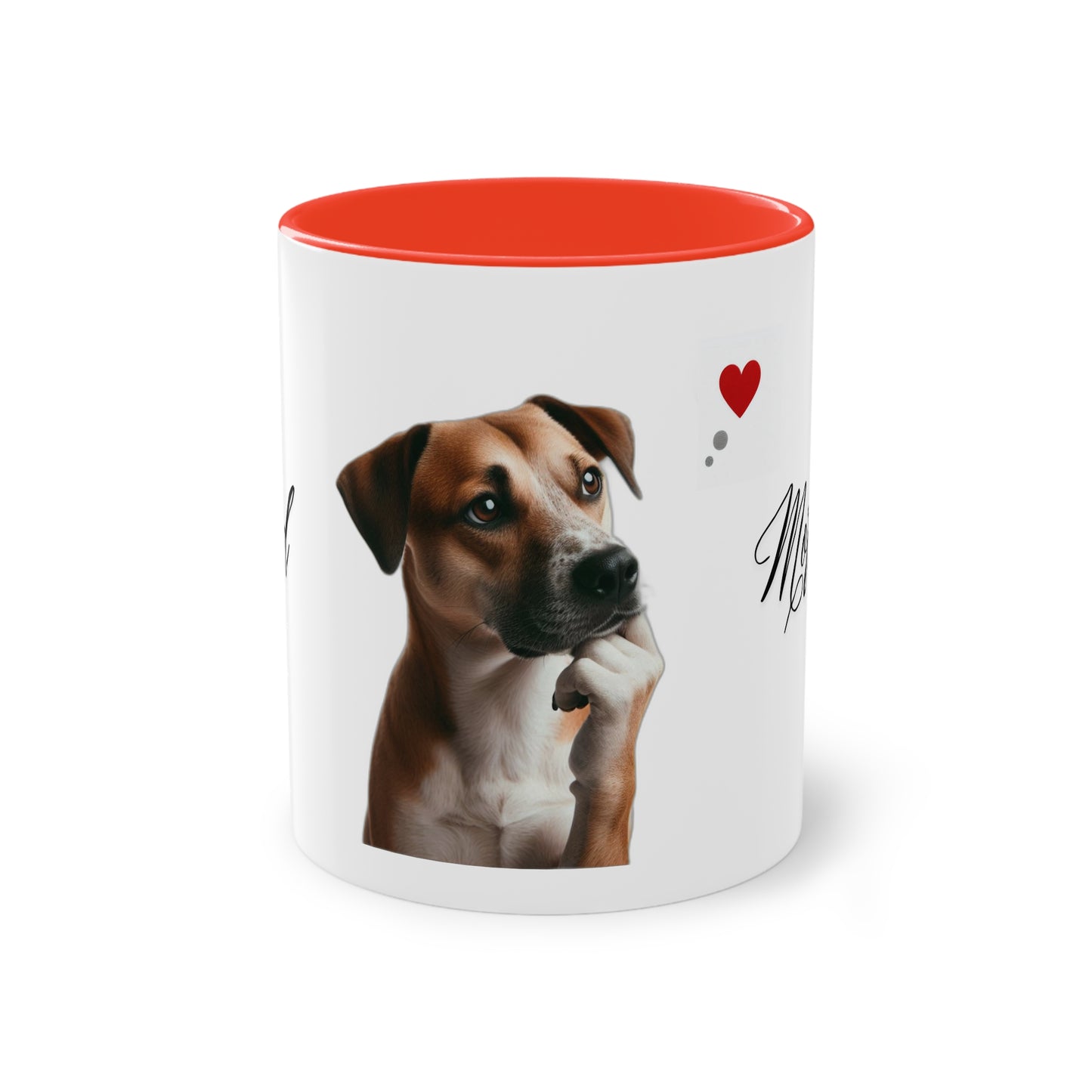 "Adorable Dog Design Ceramic Mug: ‘Good Morning’ - 11oz, Colorful & Glossy", Two-Tone Coffee Mug