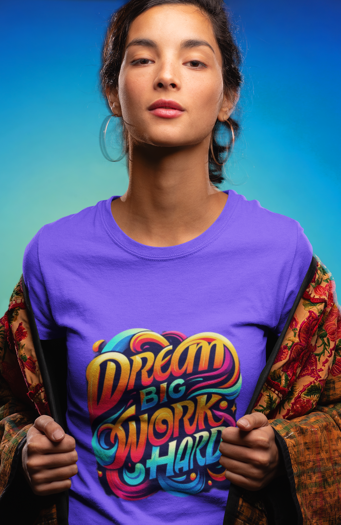 Dream Big, Work Hard T-Shirt – Vibrant Inspirational Quote Tee | Motivational & Comfortable Cotton Shirt