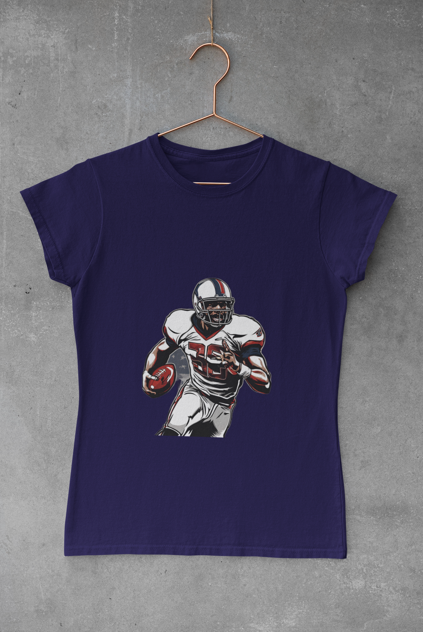 Champions of the Free" American Football T-Shirt – Patriotic Football Player Design with American Flag – Premium Comfort & Durability