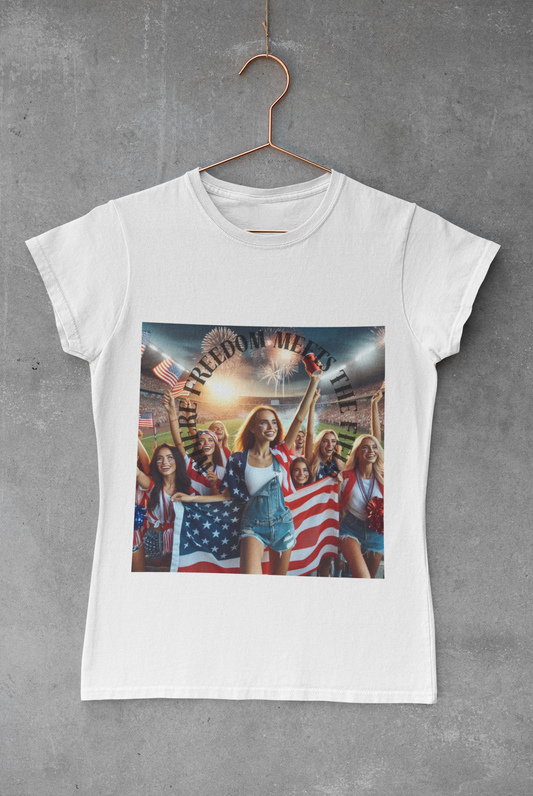 Patriotic Football T-Shirt – American Flag Game Day Tee for Proud Fans