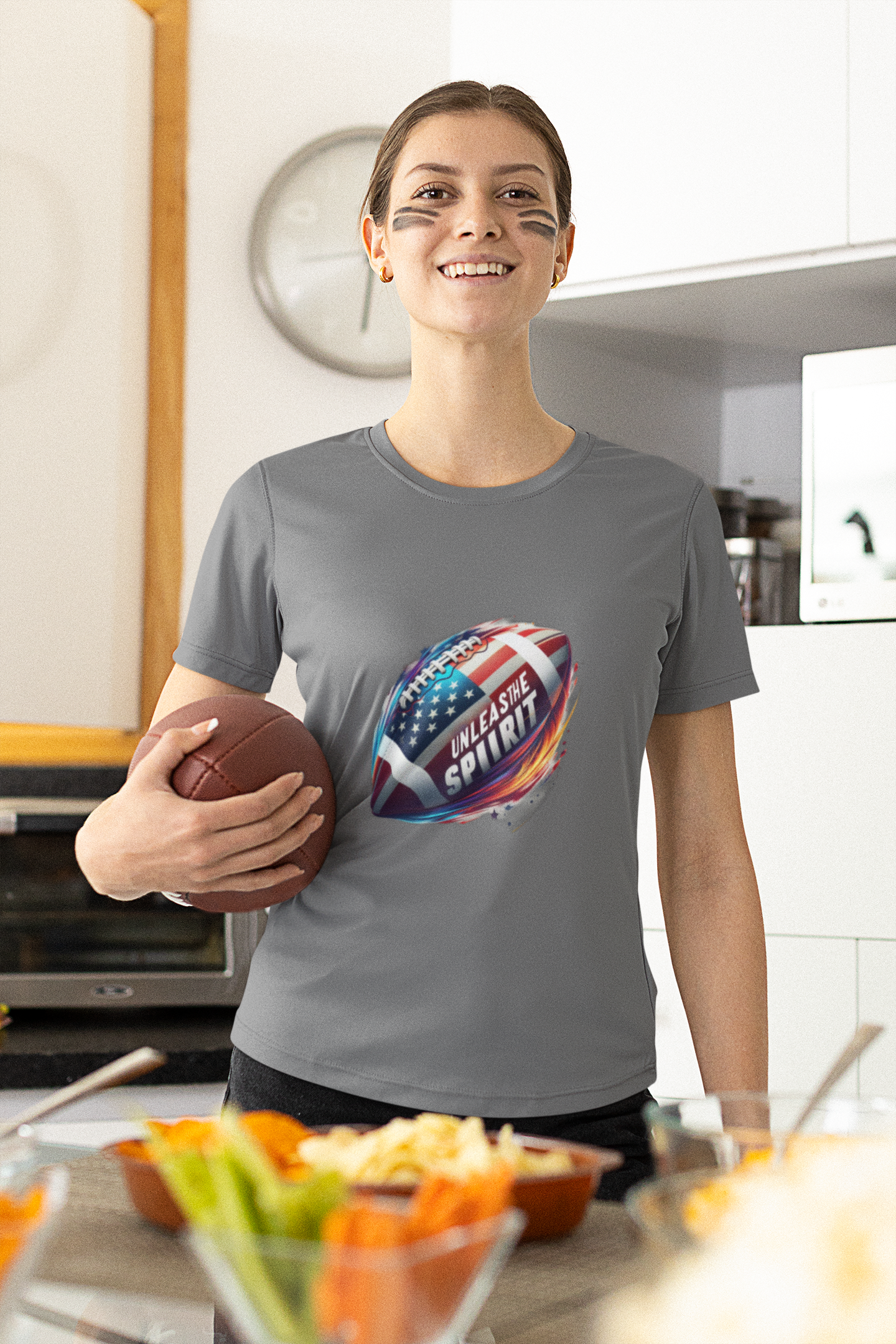 Unleash the Spirit" American Football T-Shirt | Patriotic U.S. Flag Design | High-Energy Sports Tee | Comfortable & Durable Cotton Shirt