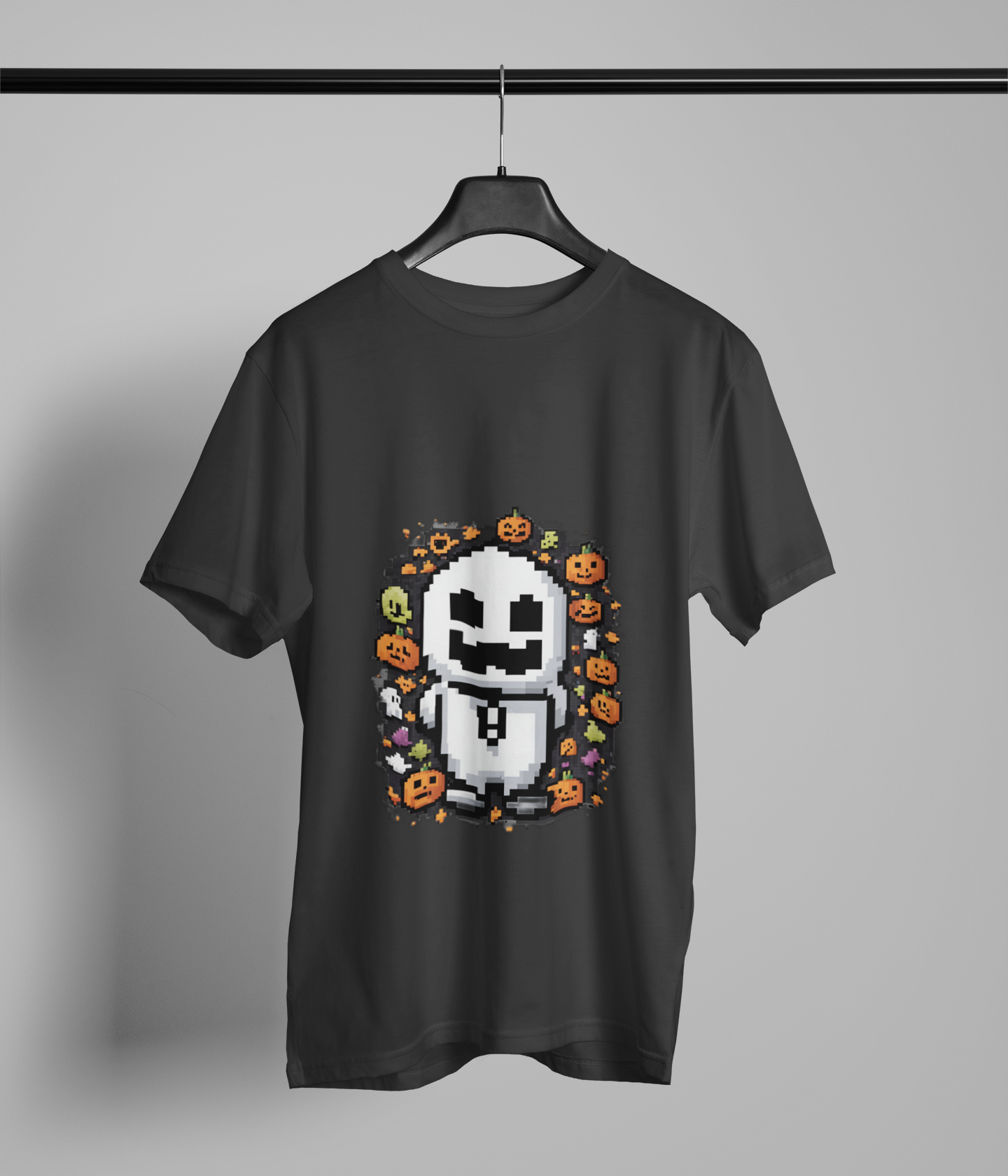 "Ghost and Pumpkins Halloween T-Shirt - Spooky Fun Design, Unisex Fit, Perfect Halloween Gift