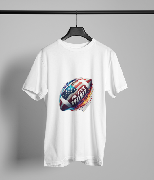 Unleash the Spirit" American Football T-Shirt | Patriotic U.S. Flag Design | High-Energy Sports Tee | Comfortable & Durable Cotton Shirt