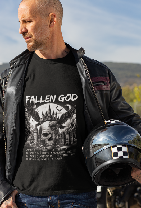 "Fallen GOD" Unisex Tee: Embrace the Legend with a Hauntingly Detailed Skull Design, Unisex Softstyle T-Shirt