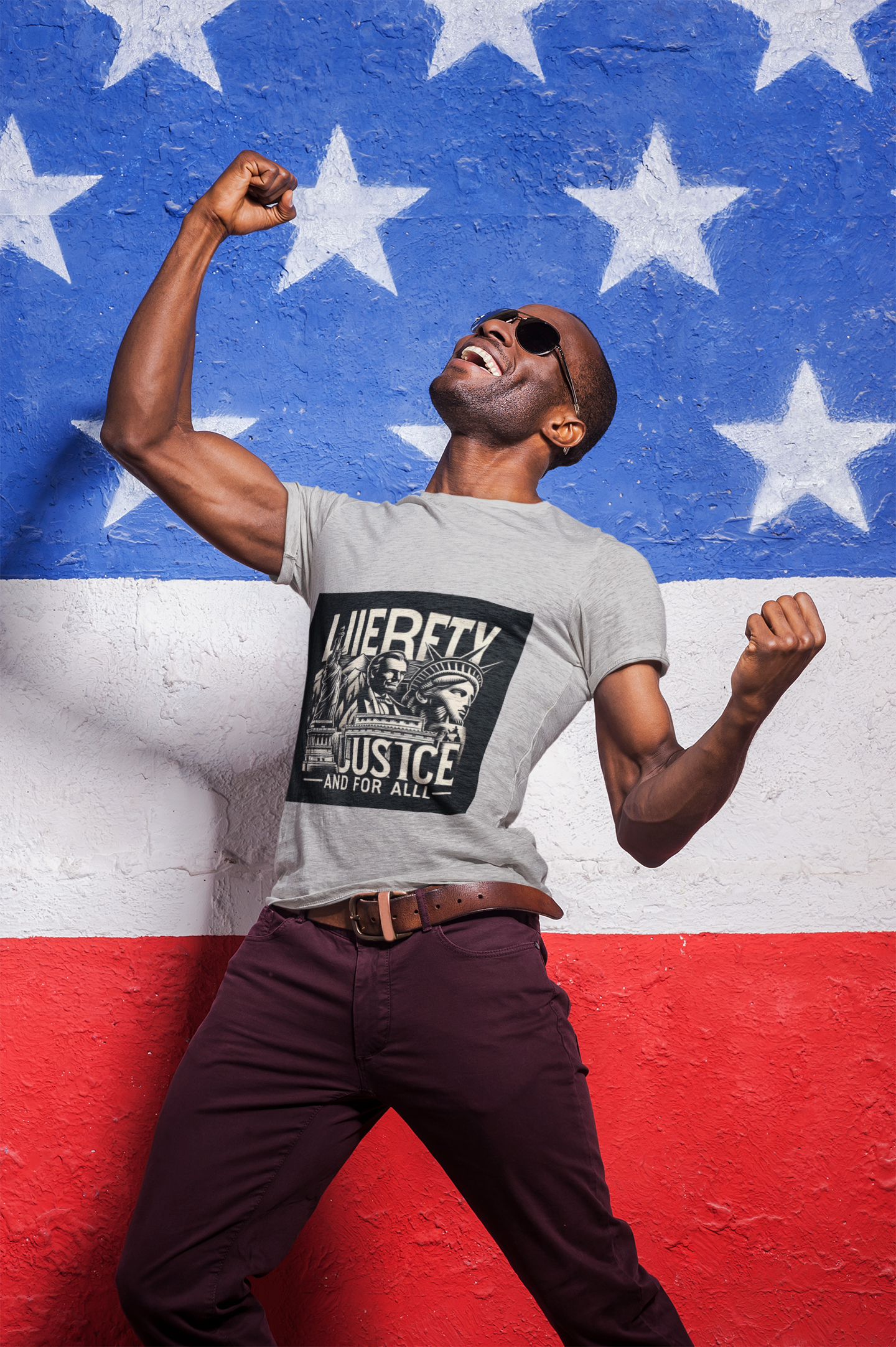 Patriotic T-Shirt | "Liberty and Justice for All" | Iconic American Monuments Design | Unisex Comfort Colors Tee